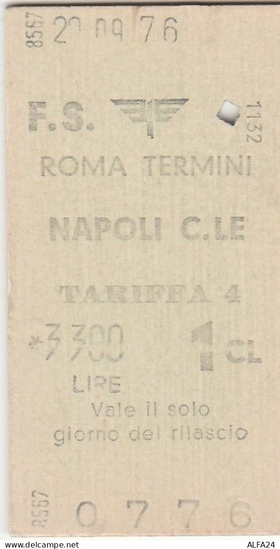 BIGLIETTO FERROVIARIO EDMONSON ROMA NAPOLI L.3300 1976 (97F - Europe