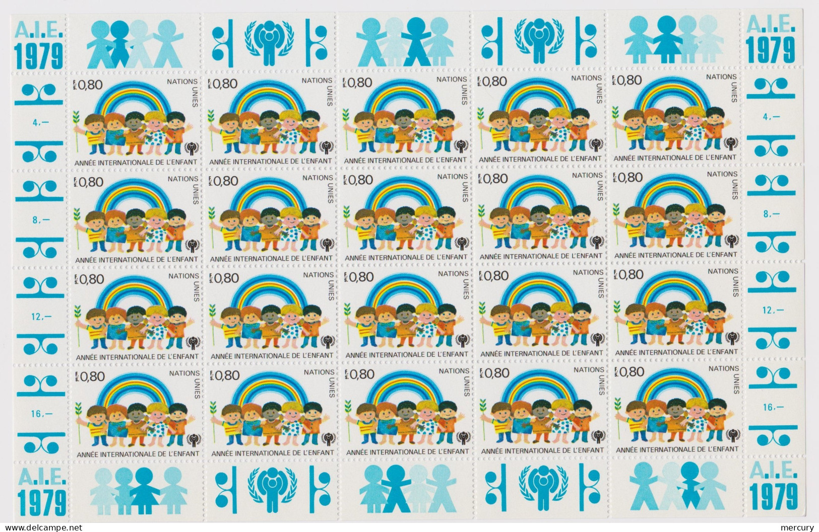 NATIONS-UNIES - New York - 10  Feuilles Année De L'enfance à Prix Exceptionnel - 2 Scans - Unused Stamps