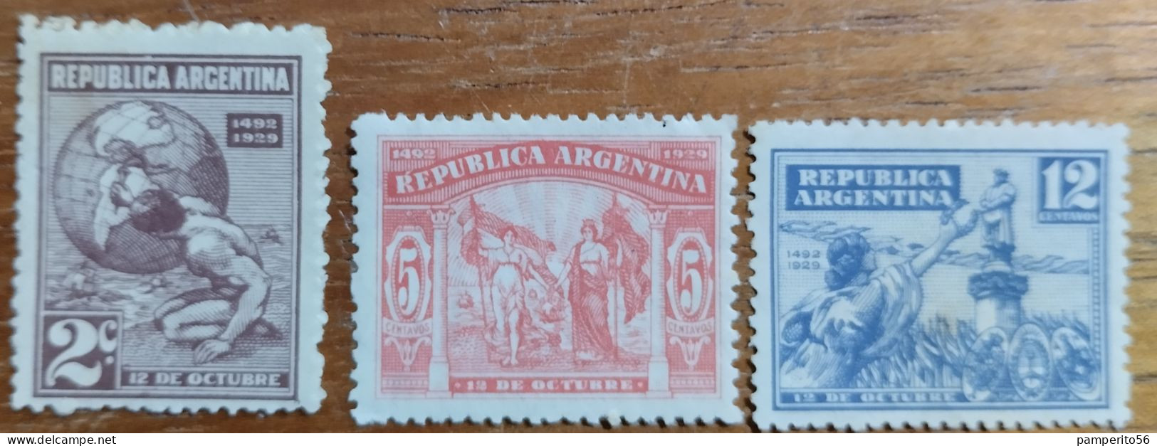 ARGENTINA - AÑO 1929 - Conmemoración Día De La Raza - Serie Completa 3 Sellos - Usadas, Excelente Estado - Usados