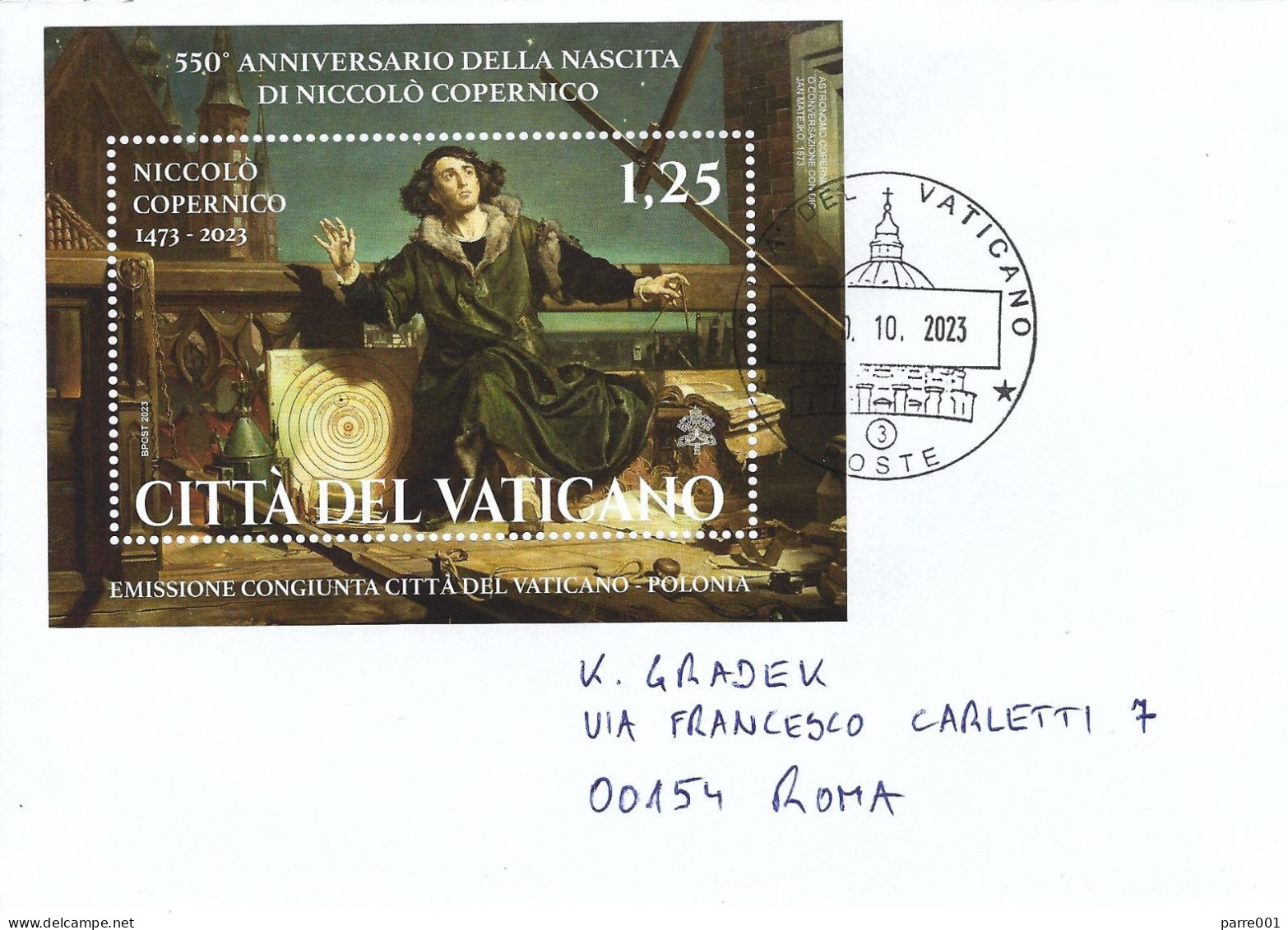 Vatican Vatikan 2023 Astronomy Nicolaus Copernicus Universe Model Mathematics MS Cover - Astronomie