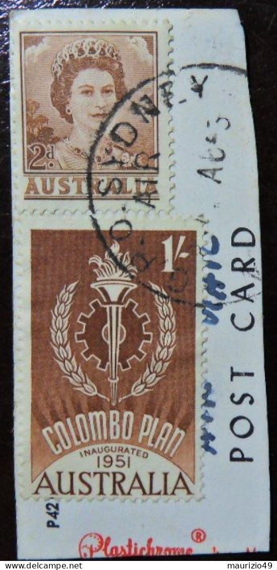 AUSTRALIA 1963 FRAMMENTO Cartolina Con 2 Francobolli Partenza Da SYDNEY - VEDI FOTO - Cartas & Documentos