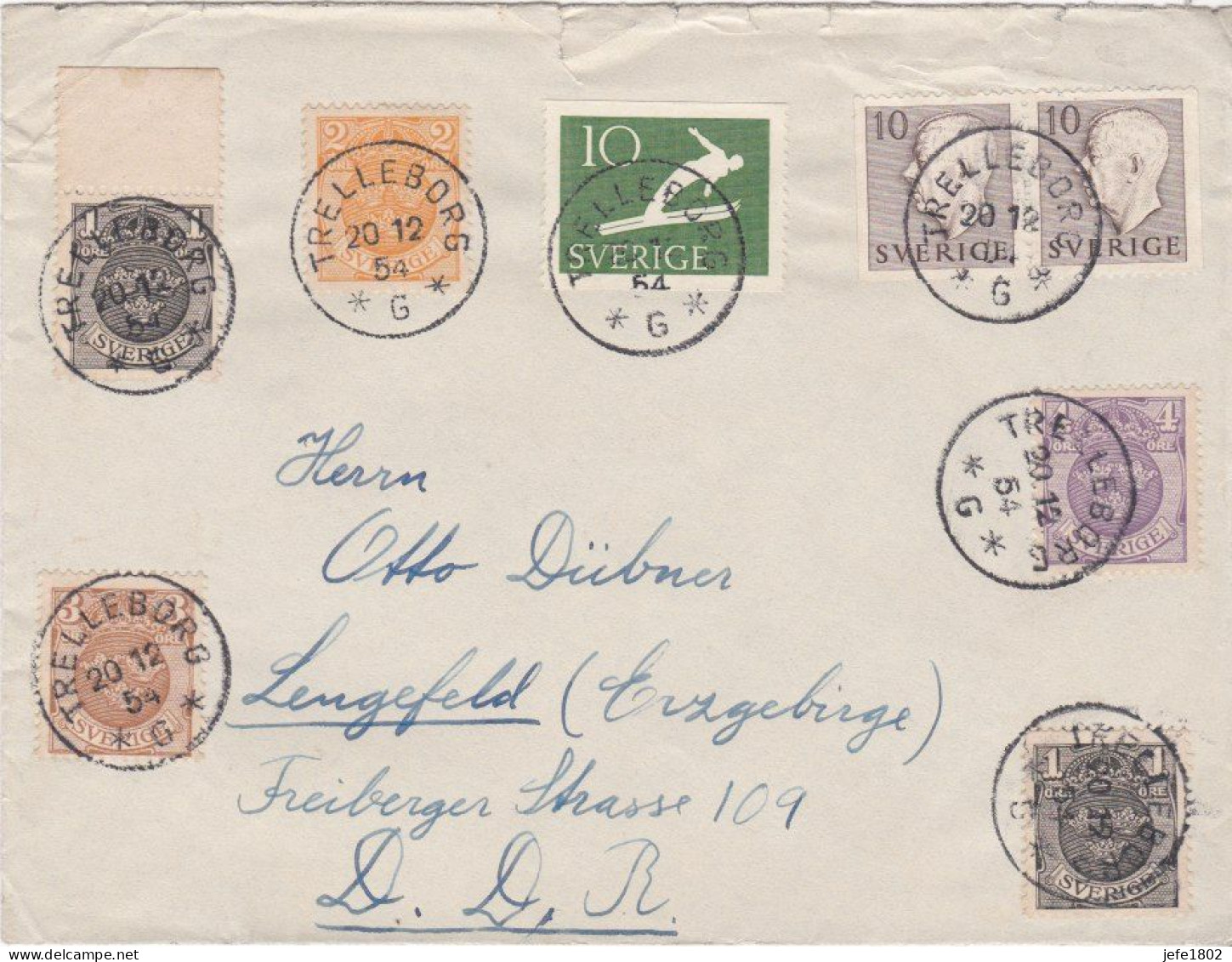 Letter From Trelleborg To Lengefeld (Erzgebirge) D.D.R. - Cartas & Documentos