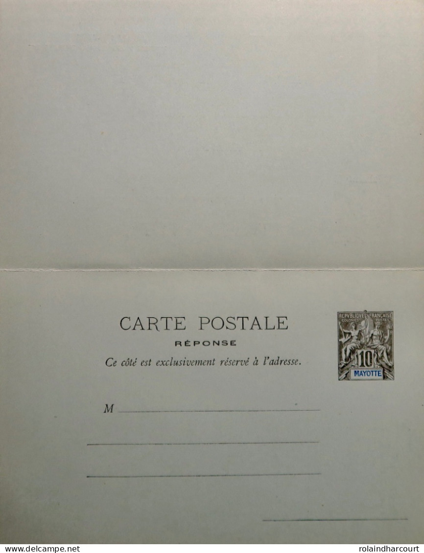 LP3972/365 - 1892/1899 - COLONIES FRANÇAISES - MAYOTTE - ENTIER POSTAL Sur DOUBLE CP Vierge - N°5 - Postal Stationeries & PAP