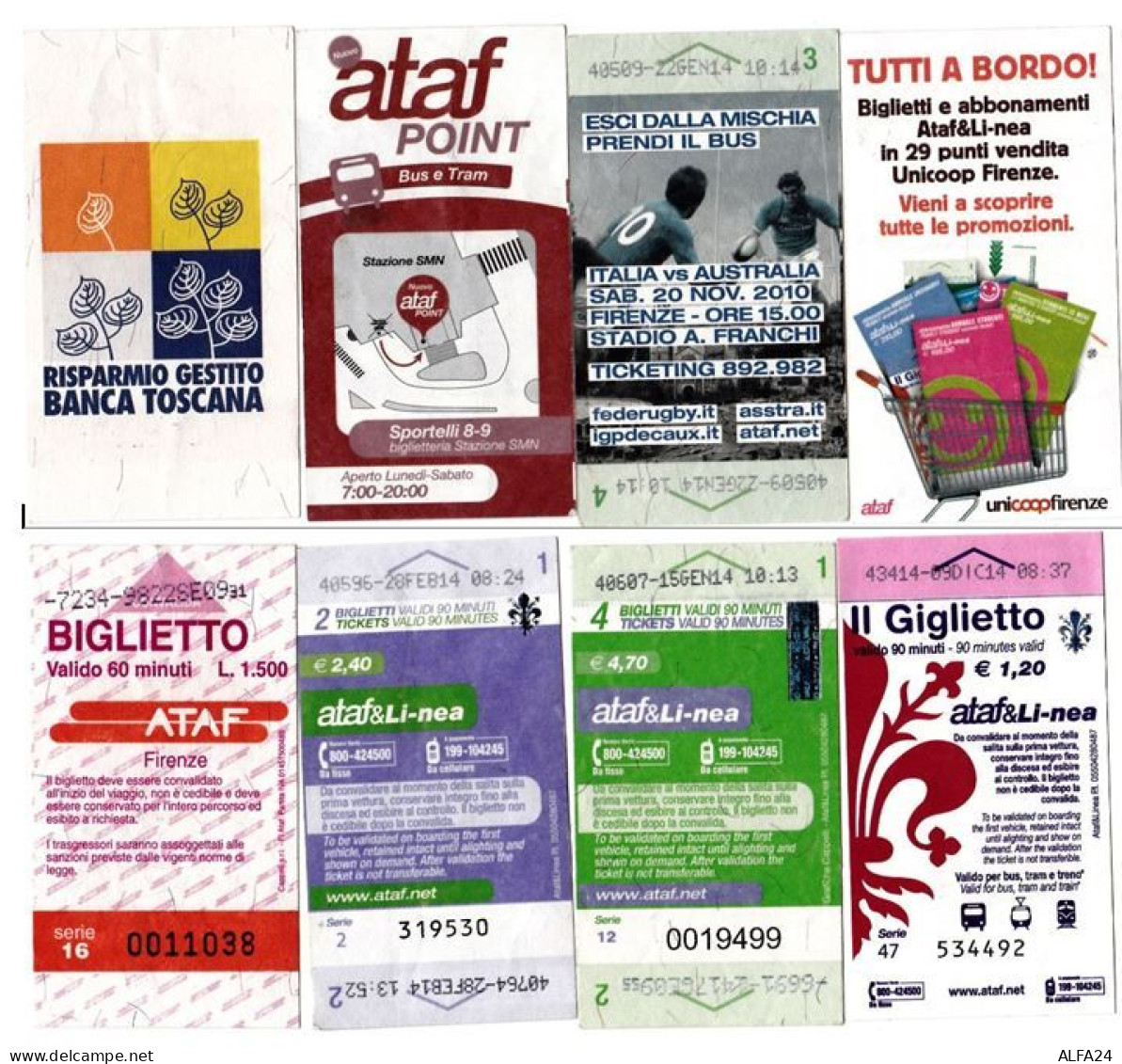 LOTTO 4 BIGLIETTI USATI BUS FIRENZE ATAF (SF12 - Europe