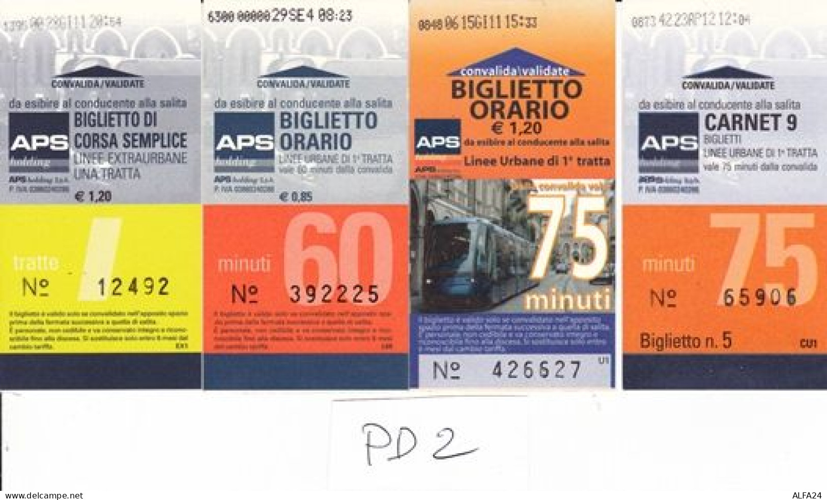 LOTTO 4 BIGLIETTI USATI BUS PADOVA (PD2 - Europe