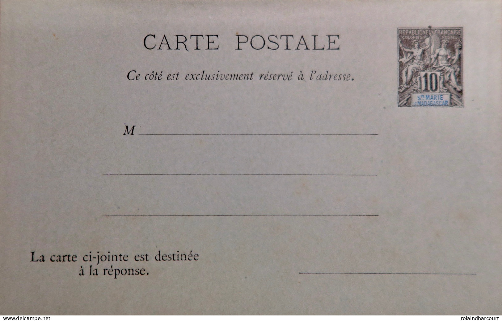 LP3972/369 - 1894 - COLONIES FRANÇAISES - STE MARIE DE MADAGASCAR - ENTIER POSTAL Sur CARTE-POSTALE DOUBLE Vierge - N°5 - Cartas & Documentos