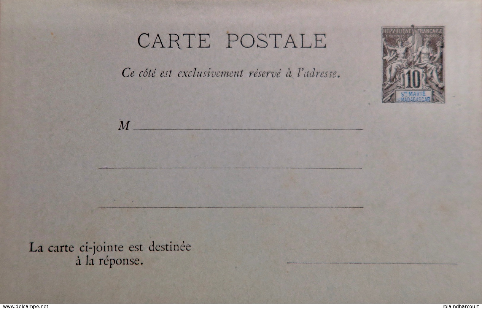 LP3972/369 - 1894 - COLONIES FRANÇAISES - STE MARIE DE MADAGASCAR - ENTIER POSTAL Sur CARTE-POSTALE DOUBLE Vierge - N°5 - Storia Postale