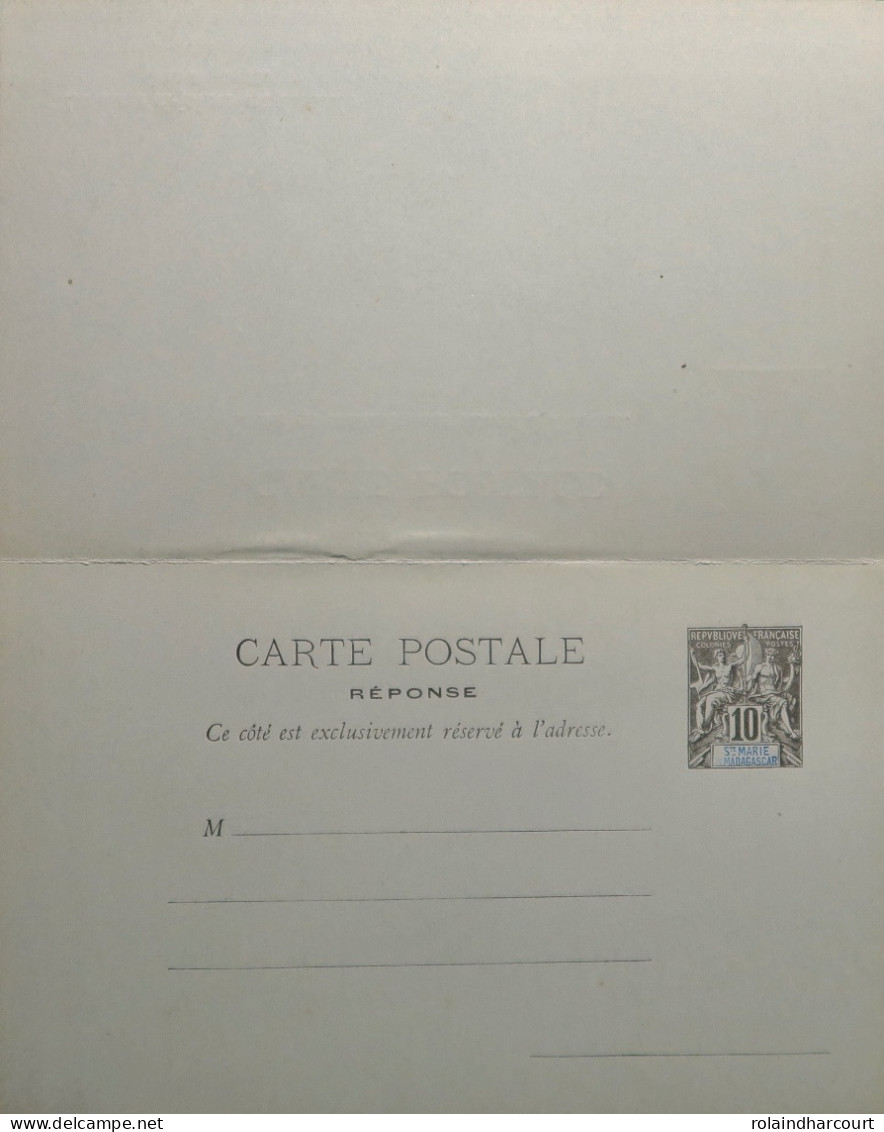 LP3972/369 - 1894 - COLONIES FRANÇAISES - STE MARIE DE MADAGASCAR - ENTIER POSTAL Sur CARTE-POSTALE DOUBLE Vierge - N°5 - Storia Postale