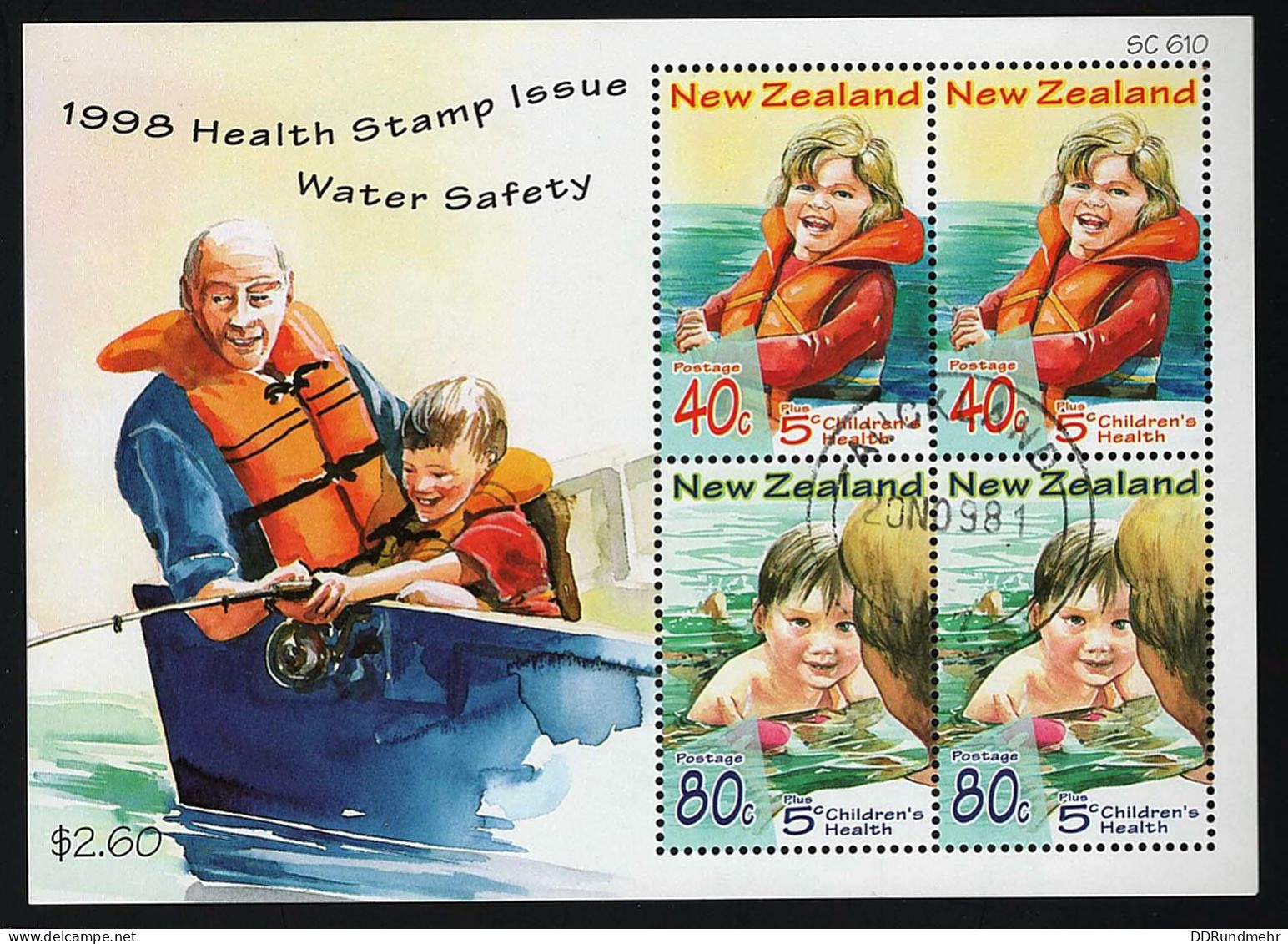 1998 Health Michel NZ BL79 Stamp Number NZ B160a Yvert Et Tellier NZ BF123 Stanley Gibbons NZ MS2180 Used - Blokken & Velletjes