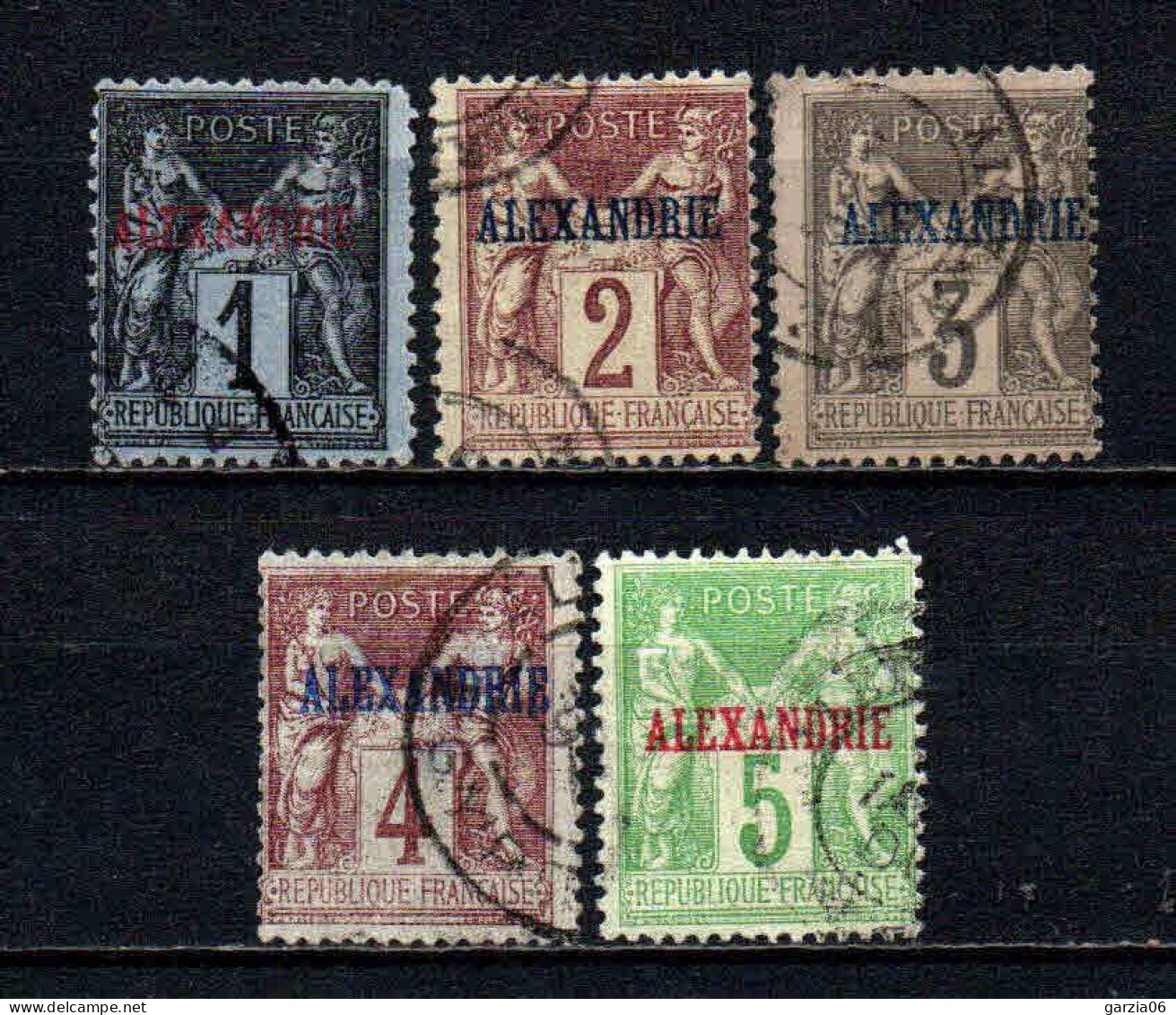 Alexandrie - 1899 -  Type Sage  -  N° 1 à 5 - Oblit - Used - Used Stamps