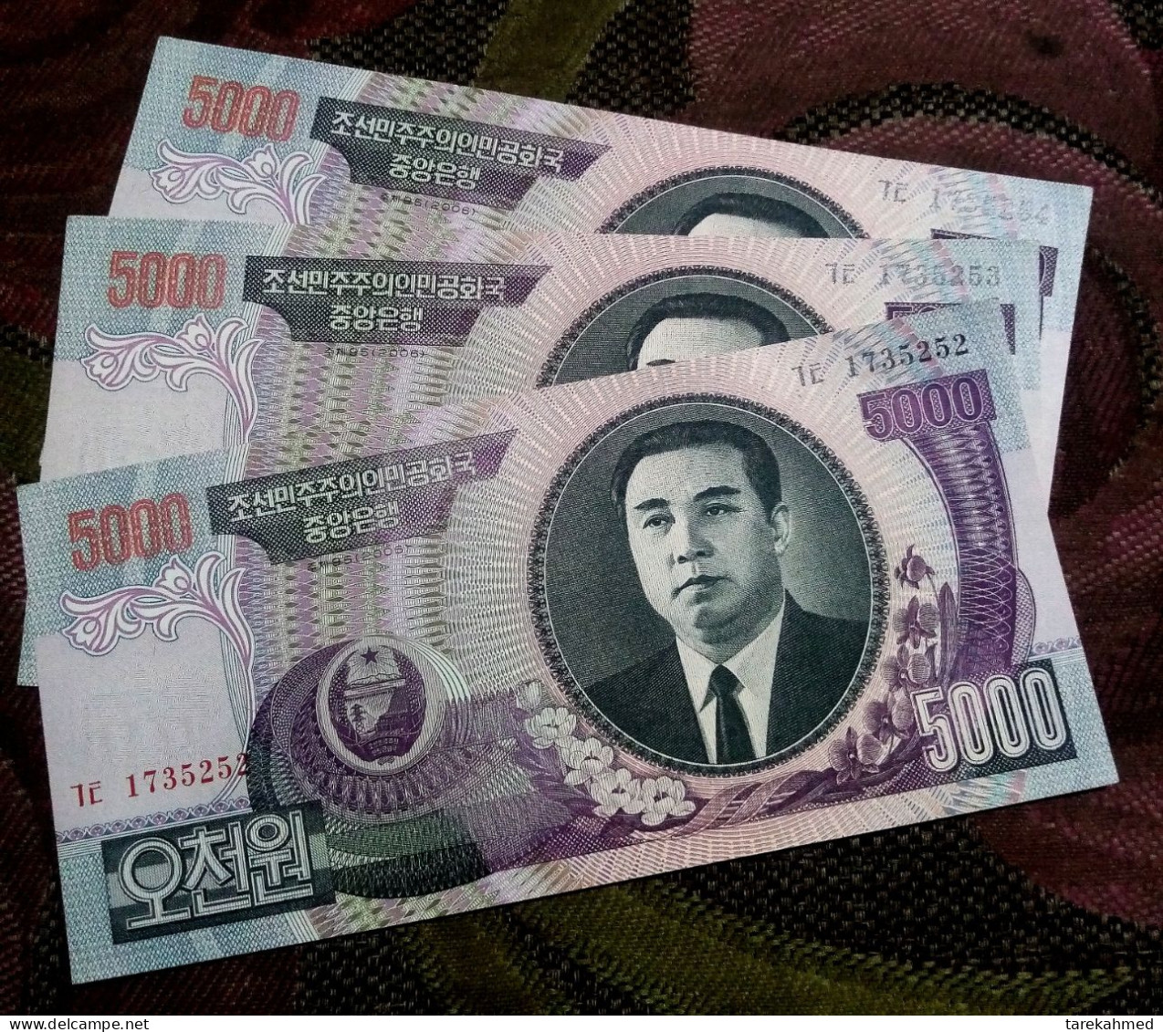 KOREA North, 3 Consecutive 5000 Won Banknote, , 2006, P-46c3, UNC - Corée Du Nord