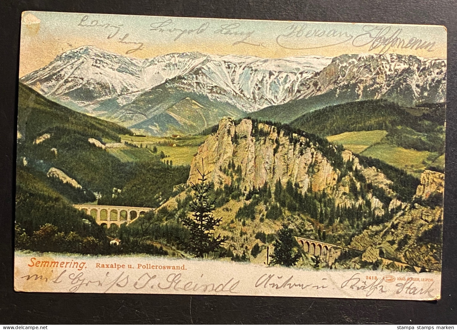 AK Litho Semmering Raxalpe Und Polleroswand Gestempelt/o SEMMERING 1905 Und Ankunftsstempel STEYR - Semmering