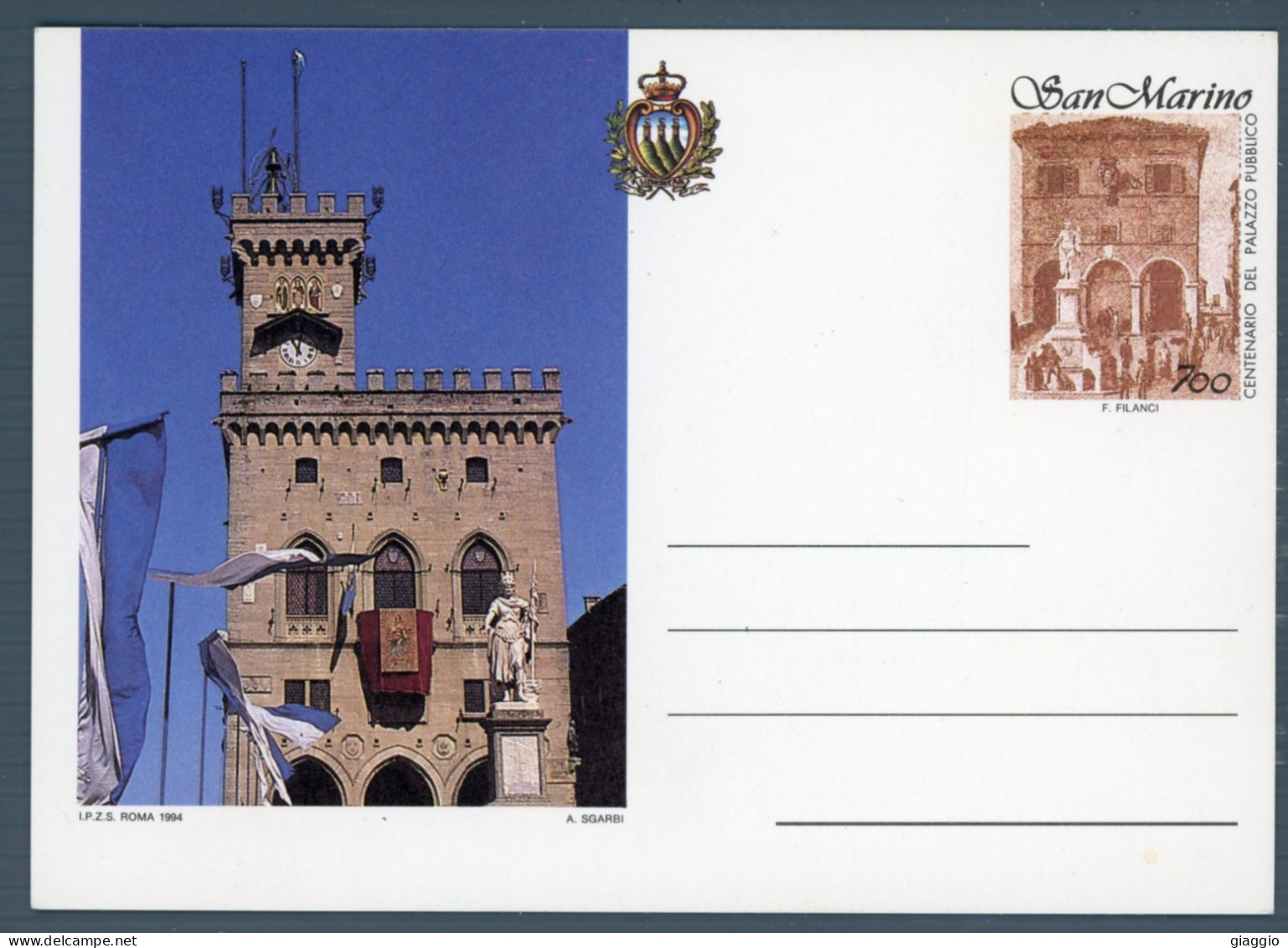°°° Francobolli N. 1594 San Marino Palazzo Publico °°° - Postal Stationery