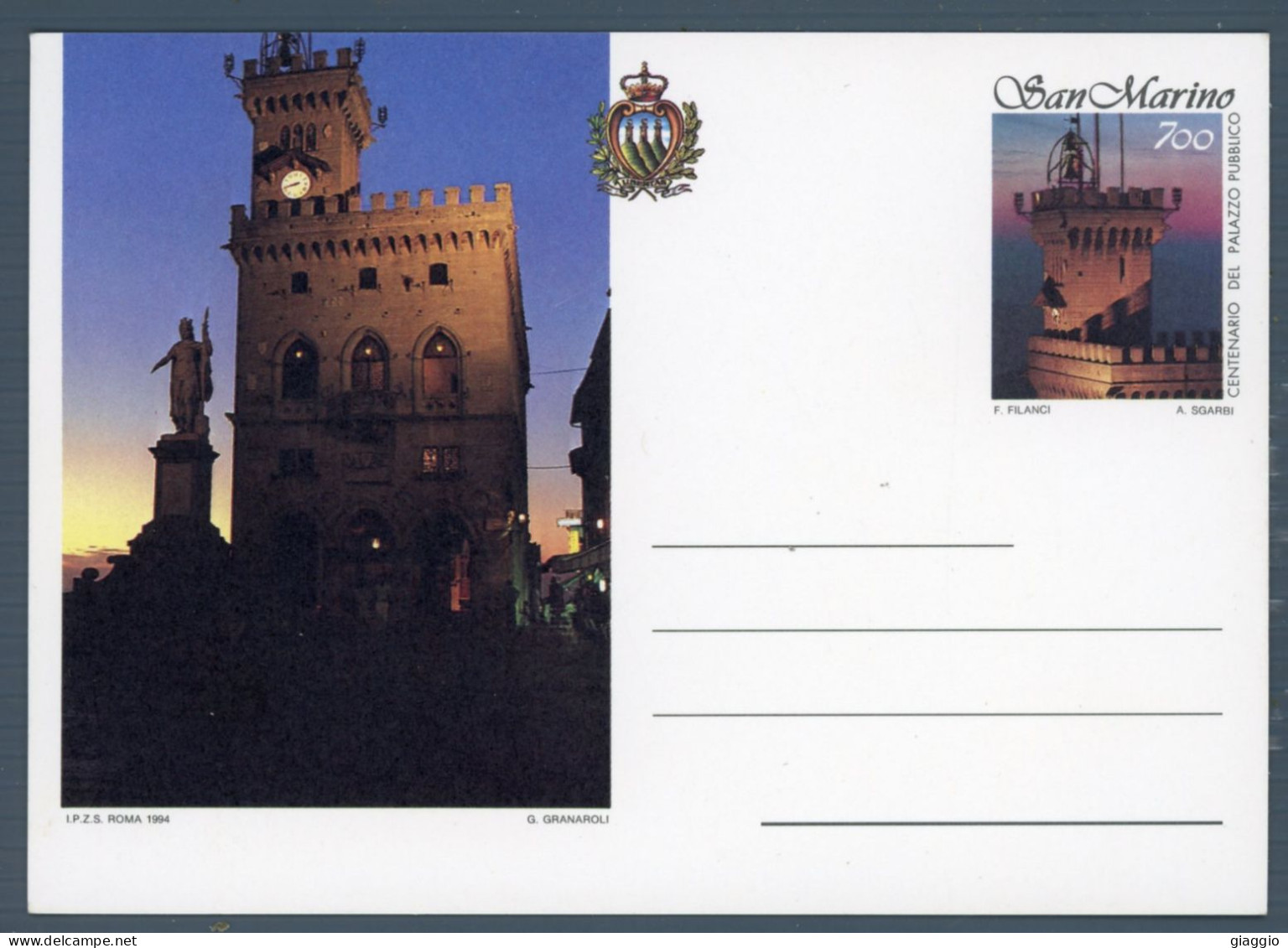 °°° Francobolli N. 1595 San Marino Palazzo Publico °°° - Enteros Postales