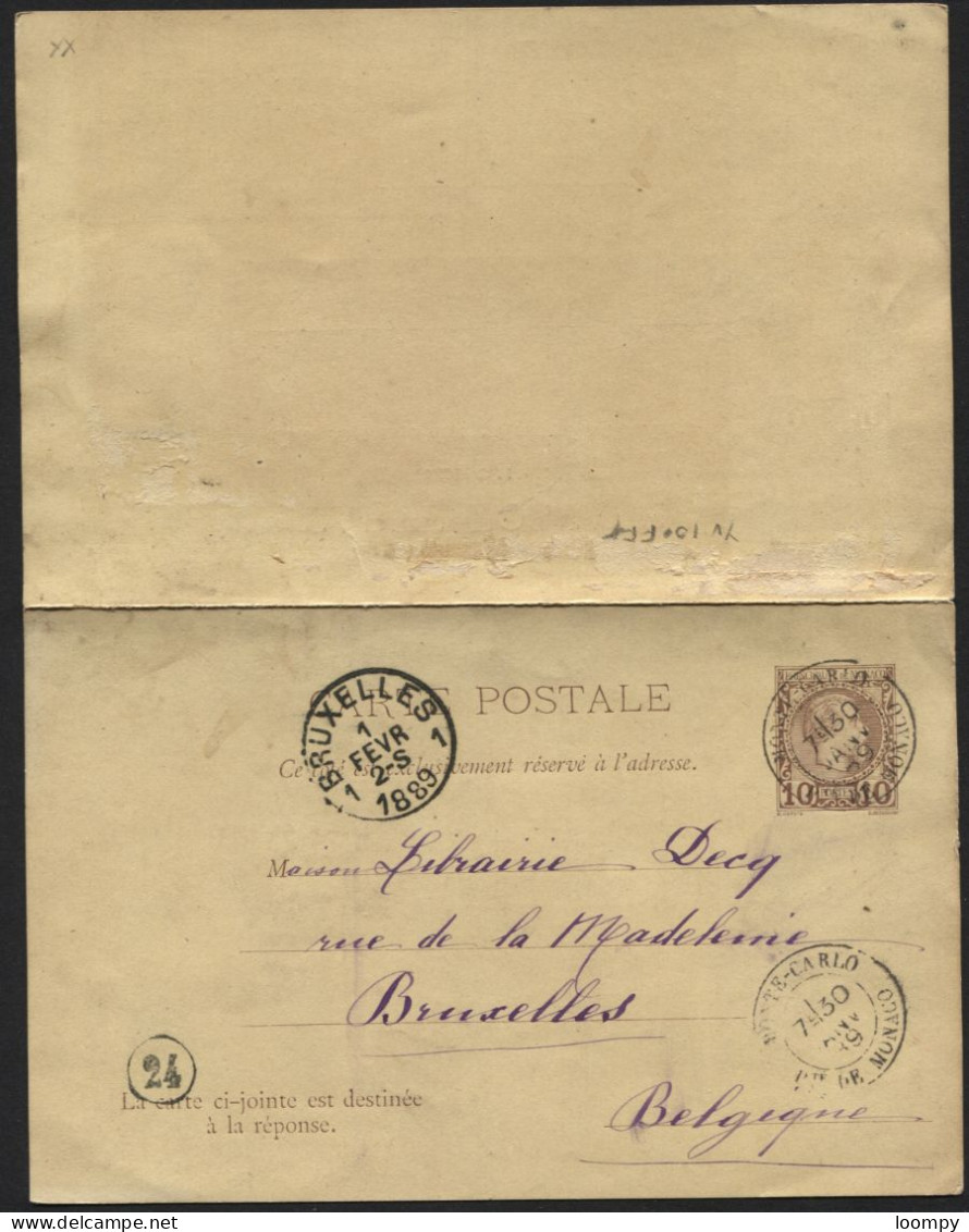 ENtier CP Double 20c Et Carte-lettre 25c Obl. MONTE-CARLO  1889 Et 1896 (x627) - Entiers Postaux