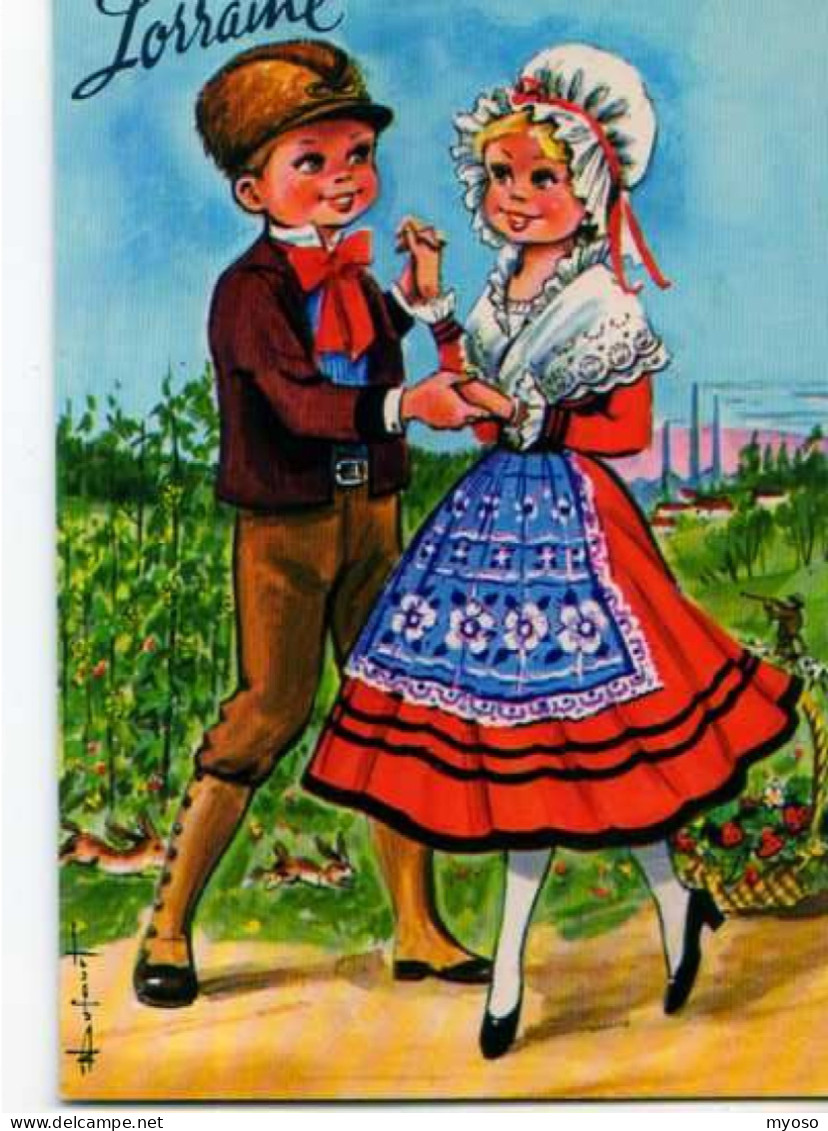 LORRAINE Couple De Jeunes Danseurs, Folklore, Vigne, Illustrateur - Lorraine