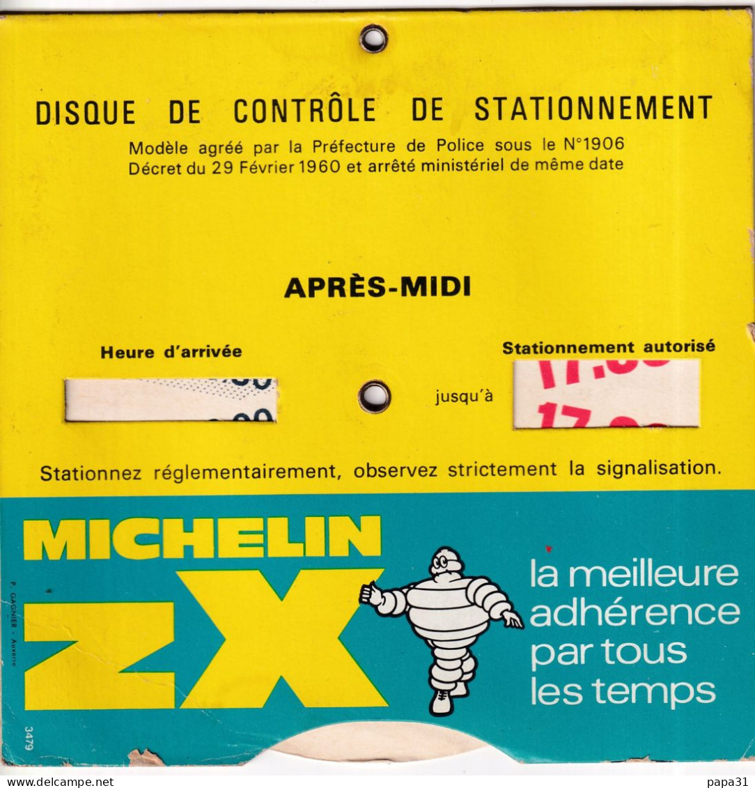 DISQUE DE CONTROLE DE STATIONNEMENT - MICHELIN ZX - Autres & Non Classés