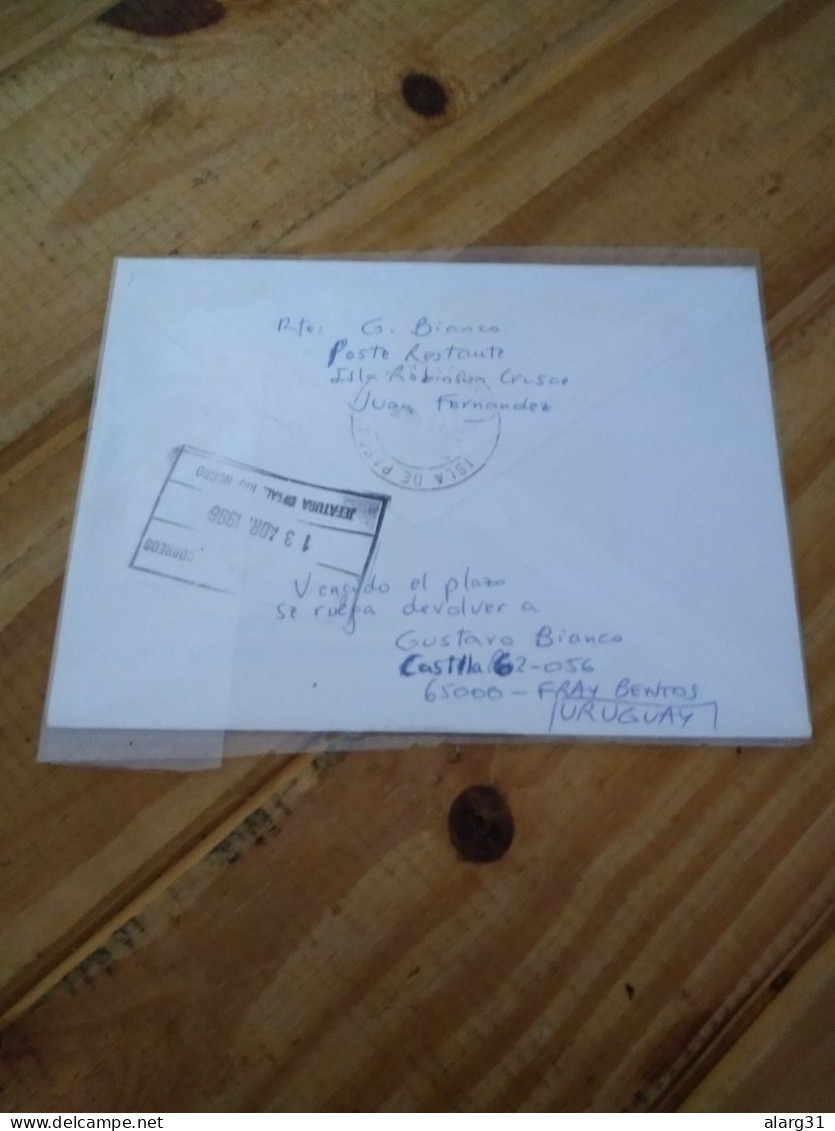 Chile To Pascua Island& Return To Uruguay .yv1298*2 Church.nerconyv741..pascua E7 Reg Post Conmems 1 Or 2 Pieces. - Rapa Nui
