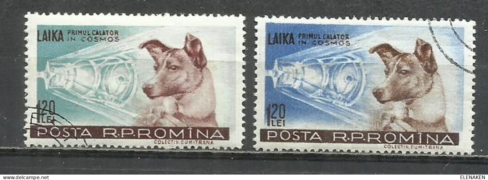 8539-RUMANIA SERIE COMPLETA  Perra Laika 1957 1550/1551 Astronauta - Verzamelingen, Voorwerpen & Reeksen