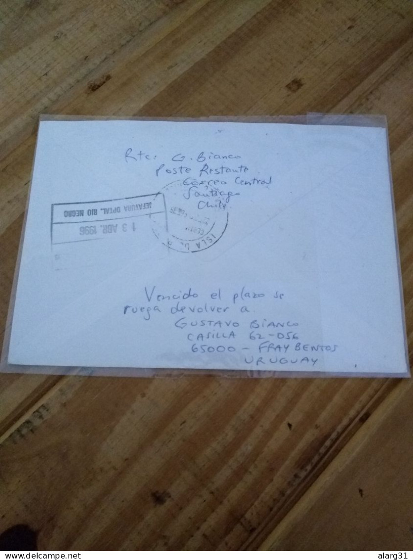 Chile To Pascua Island& Return To Uruguay .yv1298*2 Church.nerconyv742..pascua E7 Reg Post Conmems 1 Or 2 Pieces. - Rapa Nui