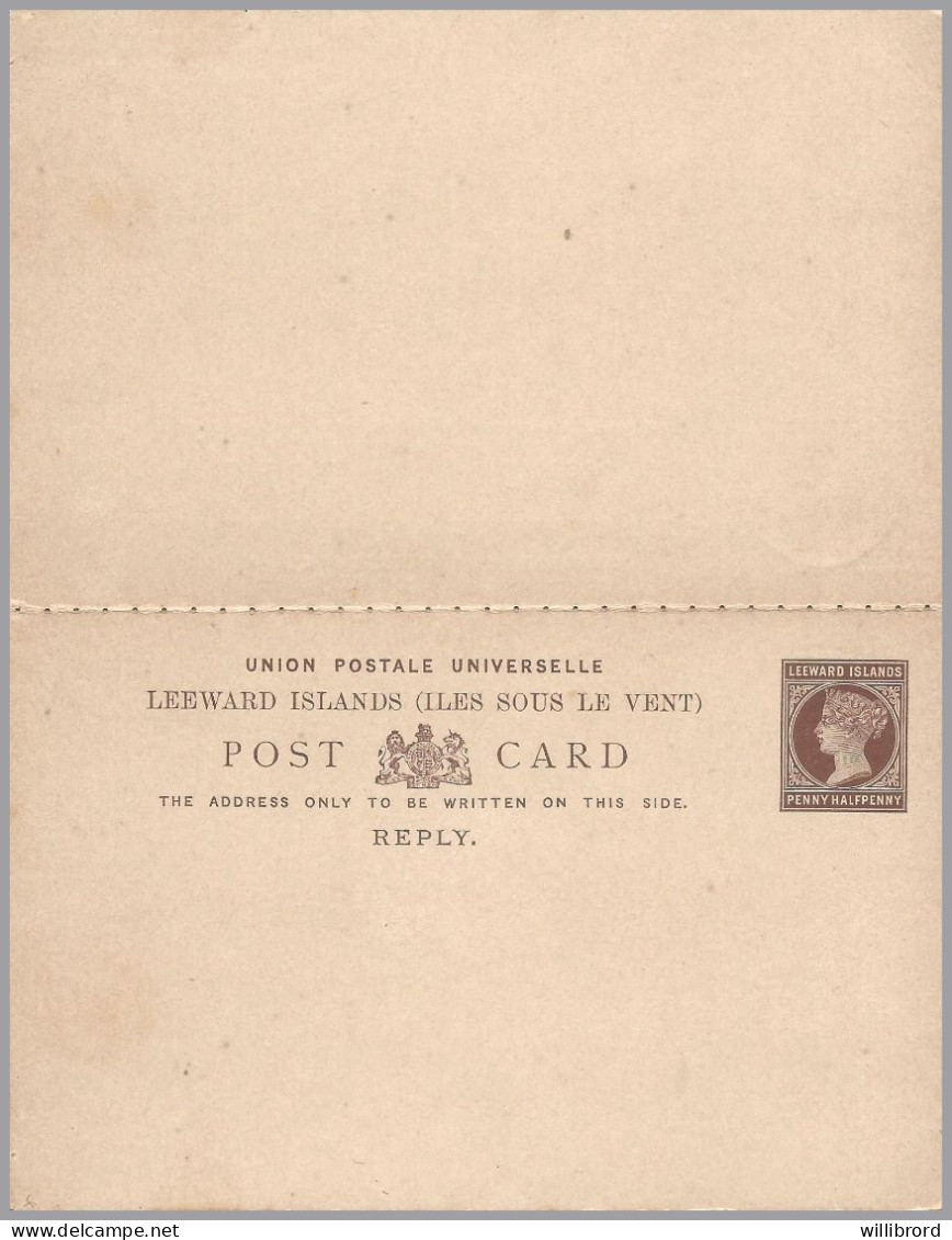 GREAT BRITAIN - LEEWARD ISLANDS - 1894 ANTIGUA 1½d+1½d QV Postal Stationery Card With Paid Reply - Used To Ulm, Germany - Briefe U. Dokumente