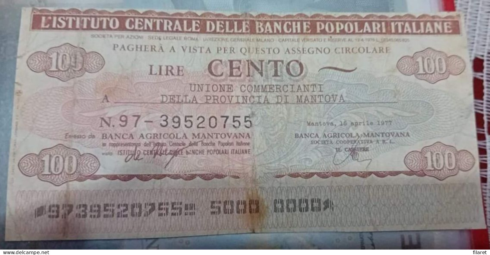 GIRATE-100 LIRE CENTO,ITALY,MANTOVA- USED - [ 9] Verzamelingen