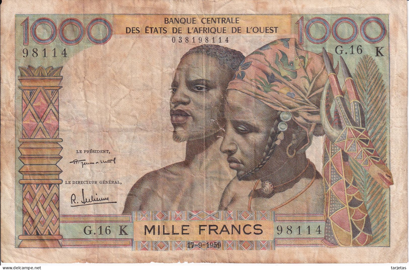 BILLETE DE SENEGAL DE 1000 FRANCS DEL AÑO 1959 AL 1965  (BANK NOTE) - Senegal