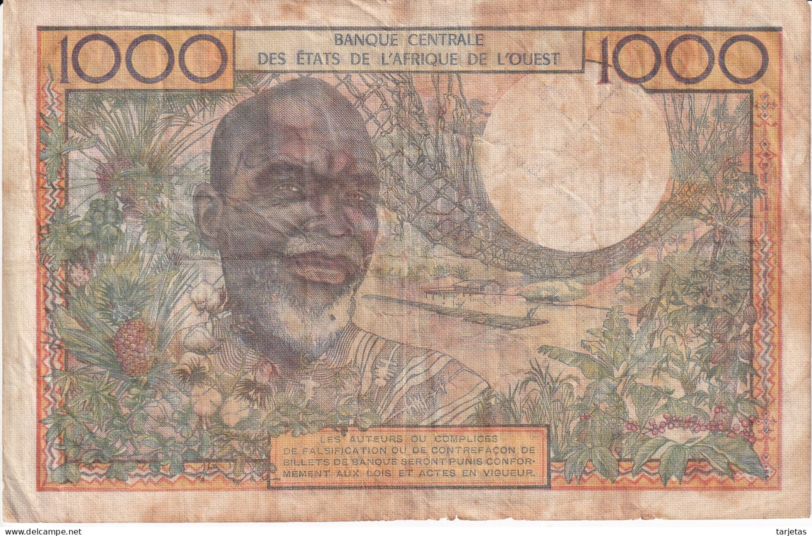 BILLETE DE SENEGAL DE 1000 FRANCS DEL AÑO 1959 AL 1965  (BANK NOTE) - Sénégal