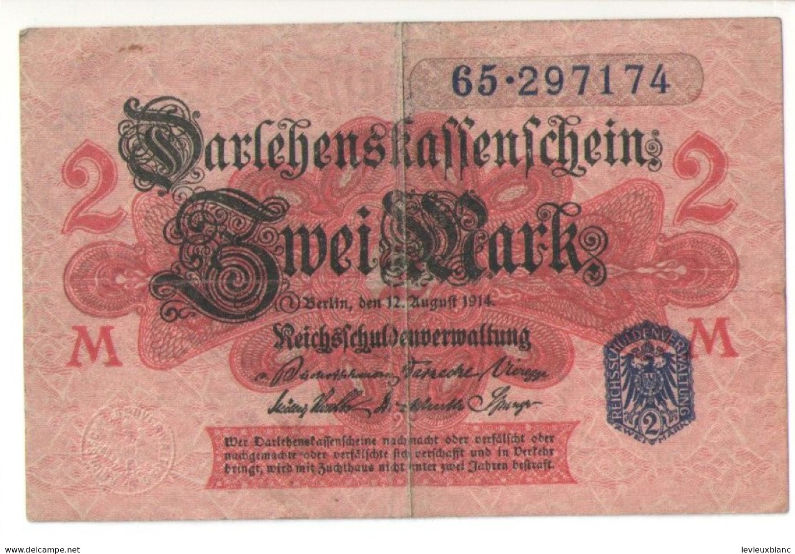 Allemagne / Billet De  Fond D'Emprunt /Darlehnskassenschein/2 Mark/ Berlin / 1914         BILL266 - Autres & Non Classés