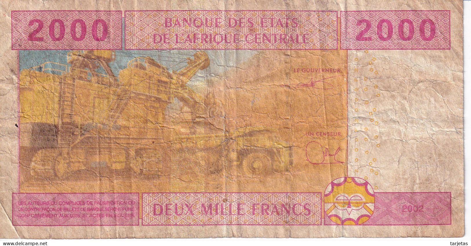 BILLETE DE CAMERUN DE 2000 FRANCS DEL AÑO 2002 (BANKNOTE) - Kamerun