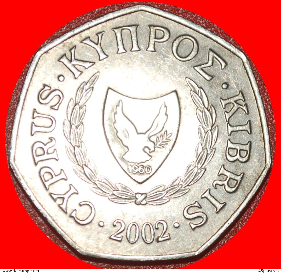 * SLOVAKIA (1991-2004): CYPRUS  50 CENTS 2002 MINT LUSTRE HEPTAGON~ABDUCTION OF EUROPA!· LOW START ·  NO RESERVE! - Zypern