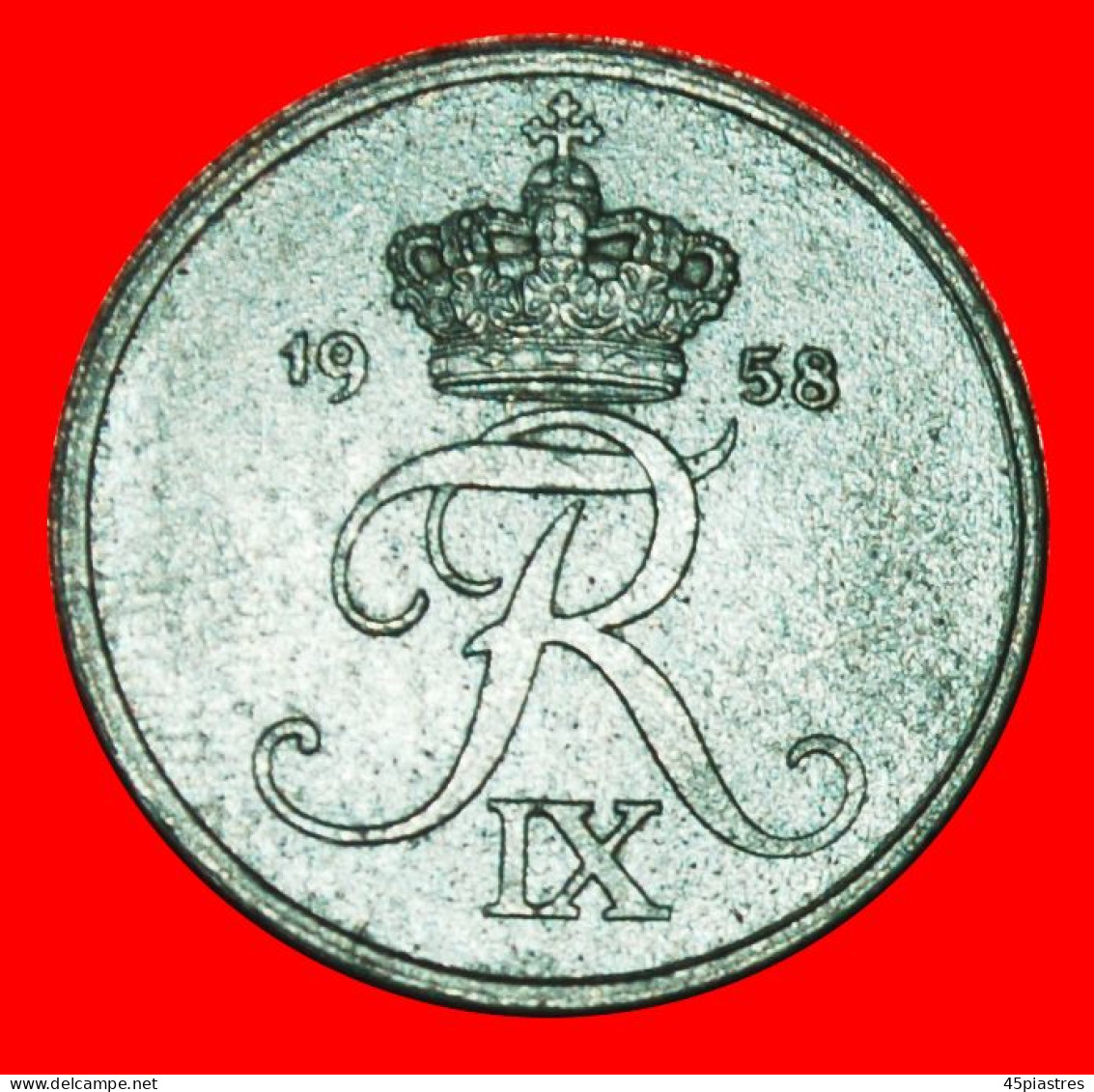 * ZINC (1948-1972): DENMARK  1 ORE 1958! FREDERICK IX (1947-1972)  · LOW START ·  NO RESERVE! - Danemark