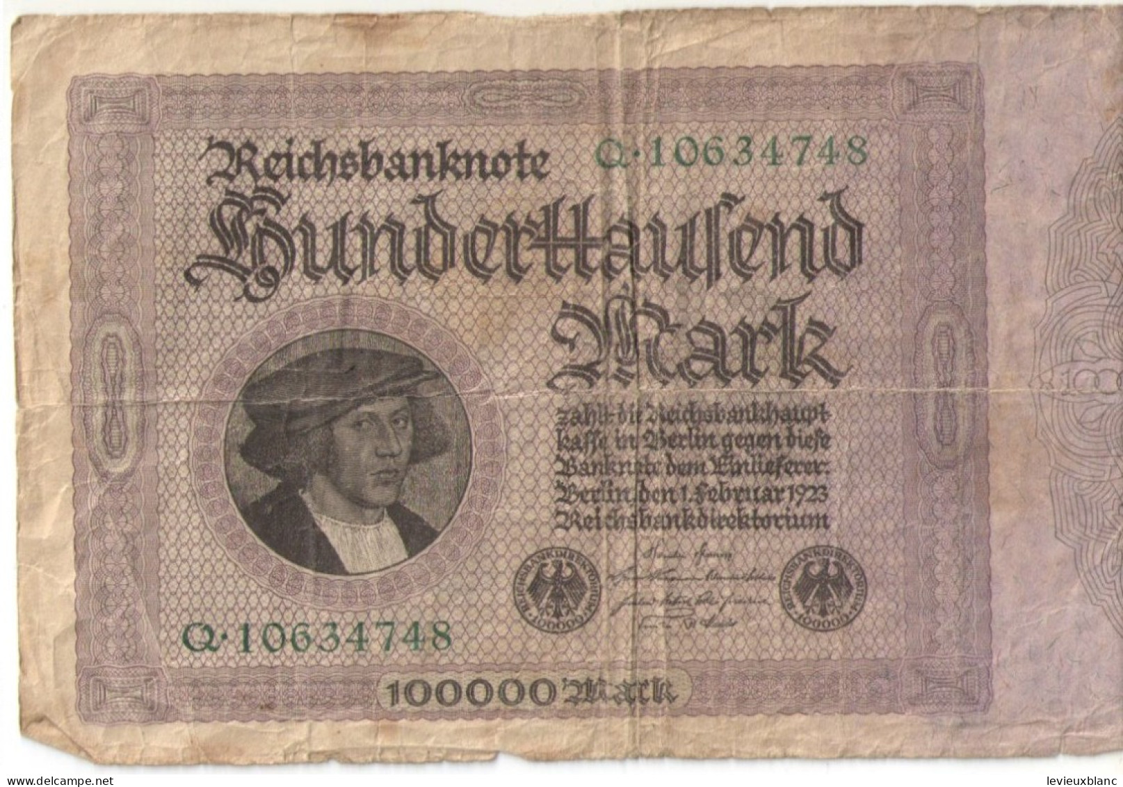 Allemagne / Billet Ancien /Reichsbanknote /Hundertaufend  Mark/100 000 Mark/ Berlin / Februar  1923        BILL240 - 100 Mark