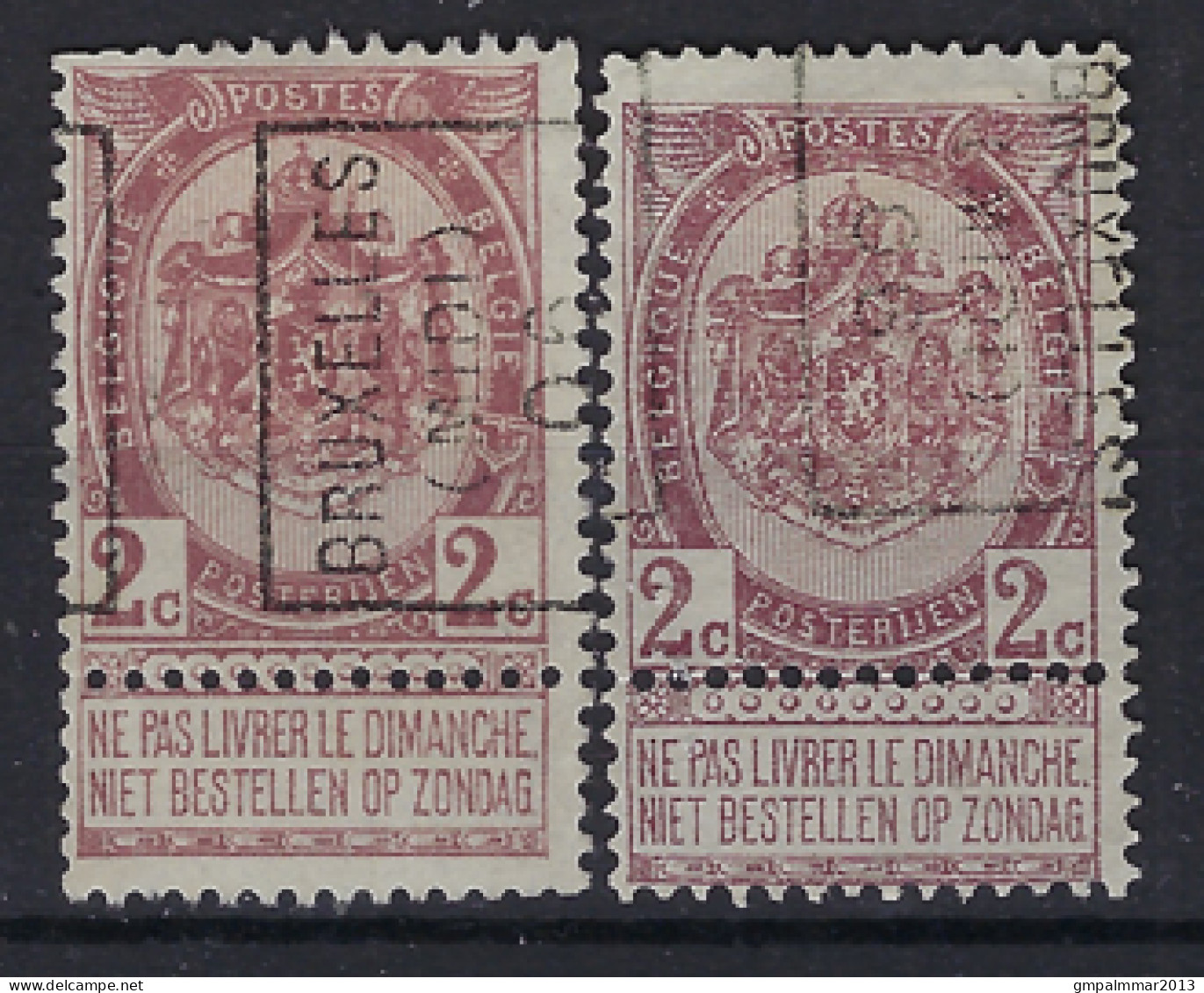 Wapenschild Nr. 55 Voorafgestempeld Nr. 811 A + B   BRUXELLES (MIDI) 06 ;  Staat Zie Scan ! LOT 264 - Roulettes 1900-09