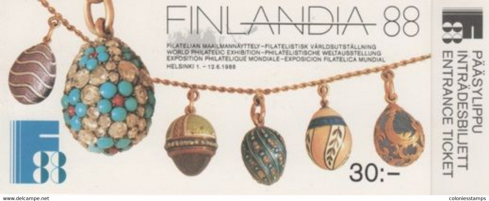 (S1701) FINLAND, 1988 (FINLANDIA' 88. Agathon Faberge). Booklet (with Entrance Tichet). Mi # 1050. MNH** - Markenheftchen