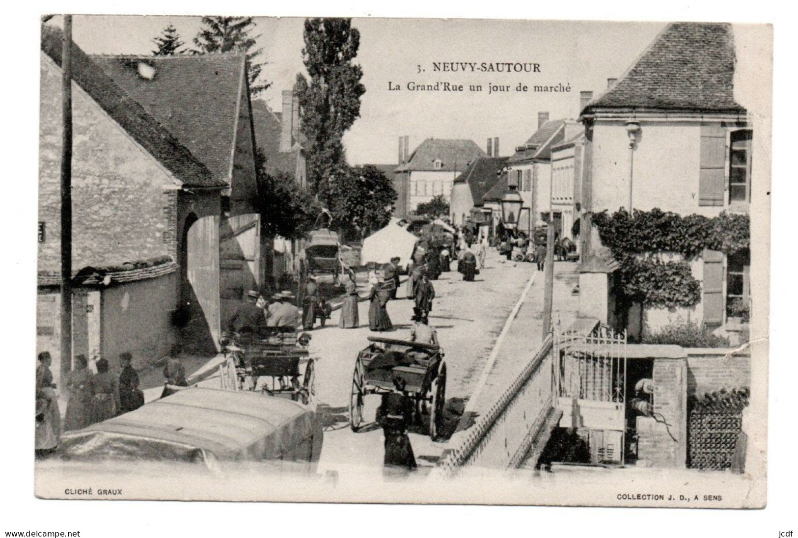 89 NEUVY SAUTOUR - La Grand'Rue Un Jour De Marché N° 3 - Coll JD 1907 - Carrioles - Bien Animée - Neuvy Sautour