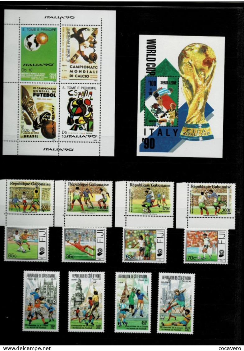 FUTBOL SOCCER WORLD CUP - BIG LOT 82 STAMPS, 16 SOUVENIRS, 3 ENVELOPES FROM 23 DIFFERENT COUNTRIES - Other & Unclassified