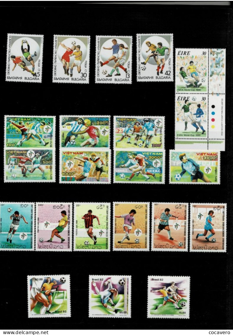 FUTBOL SOCCER WORLD CUP - BIG LOT 82 STAMPS, 16 SOUVENIRS, 3 ENVELOPES FROM 23 DIFFERENT COUNTRIES - Other & Unclassified