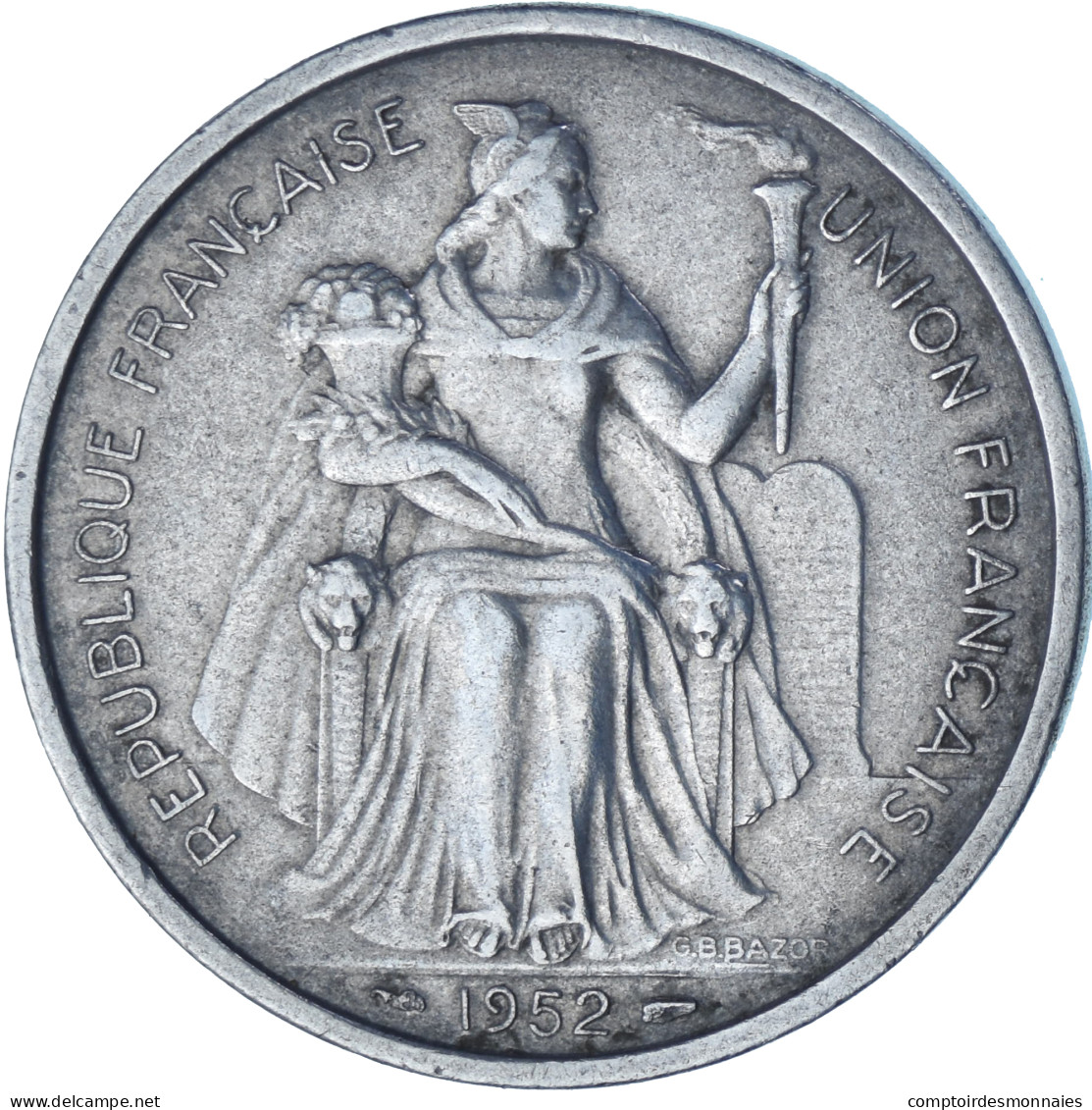 Monnaie, Polynésie Française, 5 Francs, 1952, Paris, TTB+, Aluminium, KM:4 - Autres & Non Classés