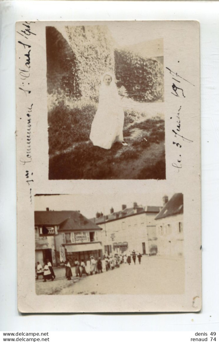 Saint Clair Sur Epte Carte Photo Procession Devant L'hôtel Du Commerce En 1907 - Saint-Clair-sur-Epte