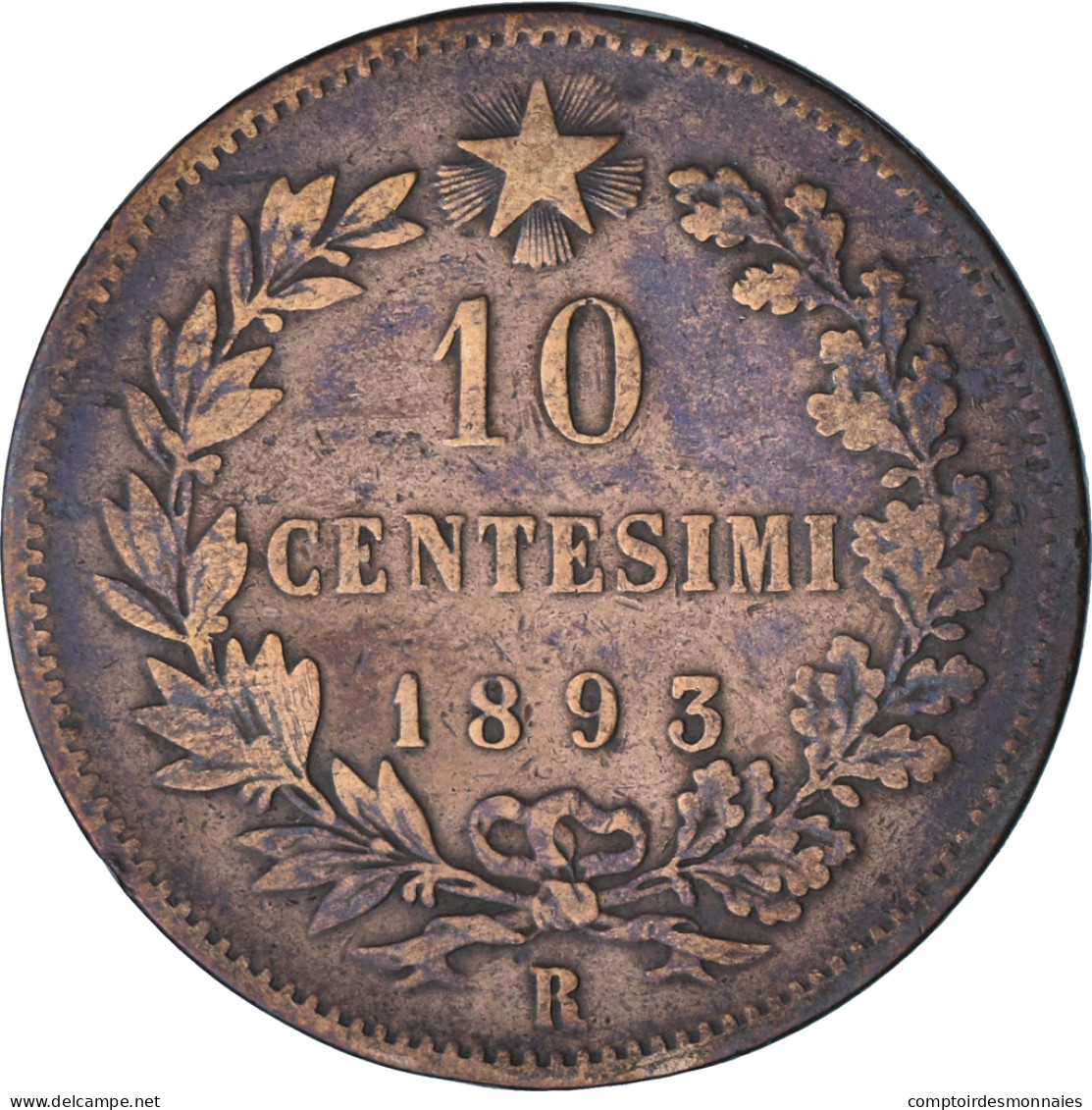 Monnaie, Italie, Umberto I, 10 Centesimi, 1893, Rome, TTB, Cuivre, KM:27.2 - 1878-1900 : Umberto I.