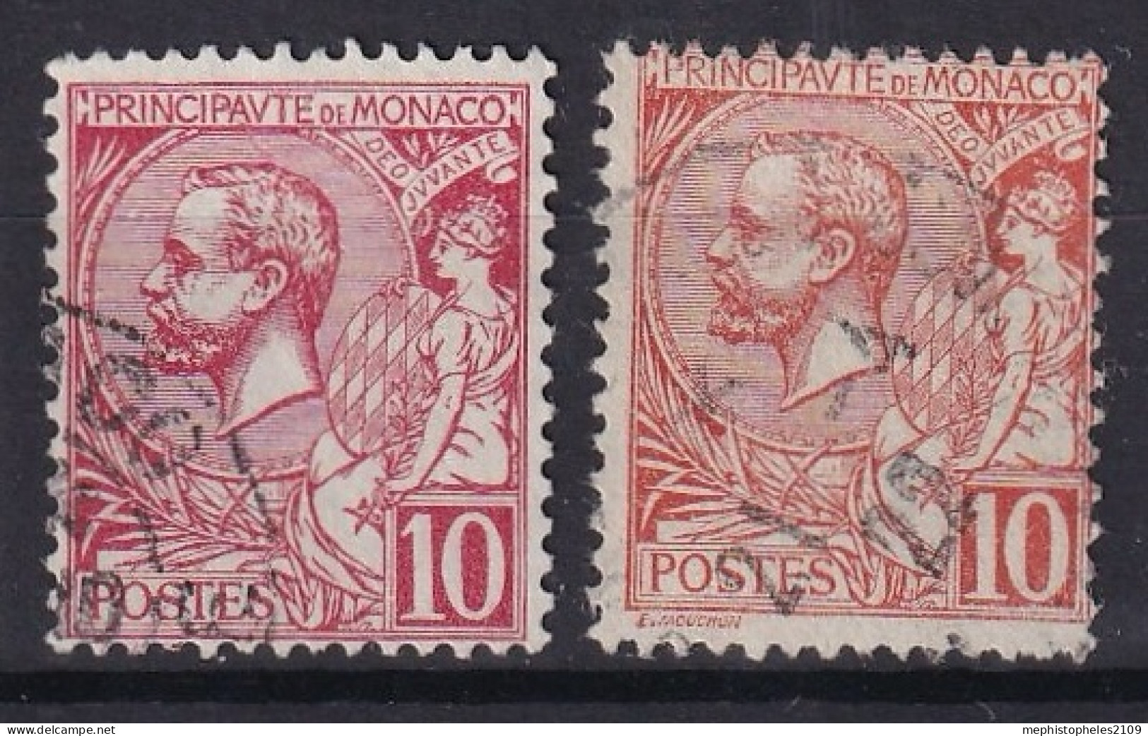 MONACO 1901 - Canceled - Sc# 16, 16a - Used Stamps
