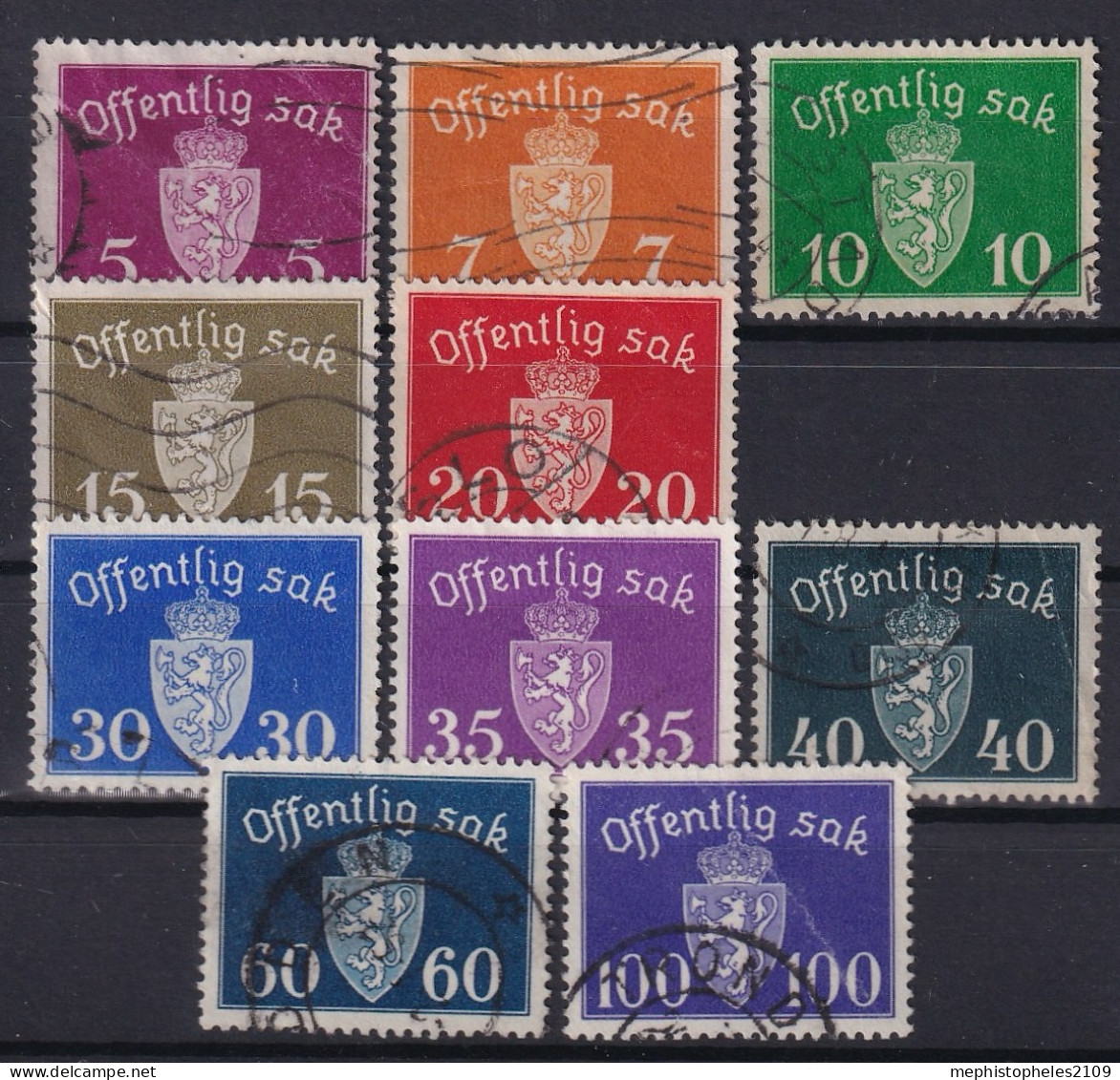 NORWAY 1937/38 - Canceled - Sc# O22-O26, O28-O32 - Officials - Oficiales