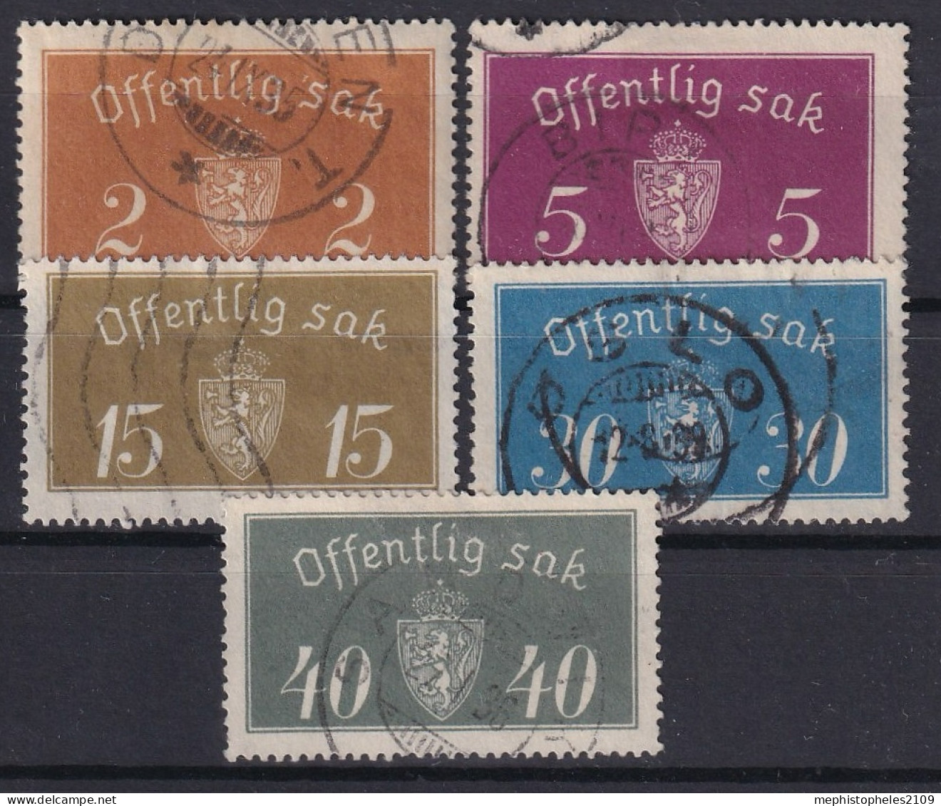 NORWAY 1933/34 - Canceled - Sc# O9, O10, O13, O16, O18 - Officials - Officials