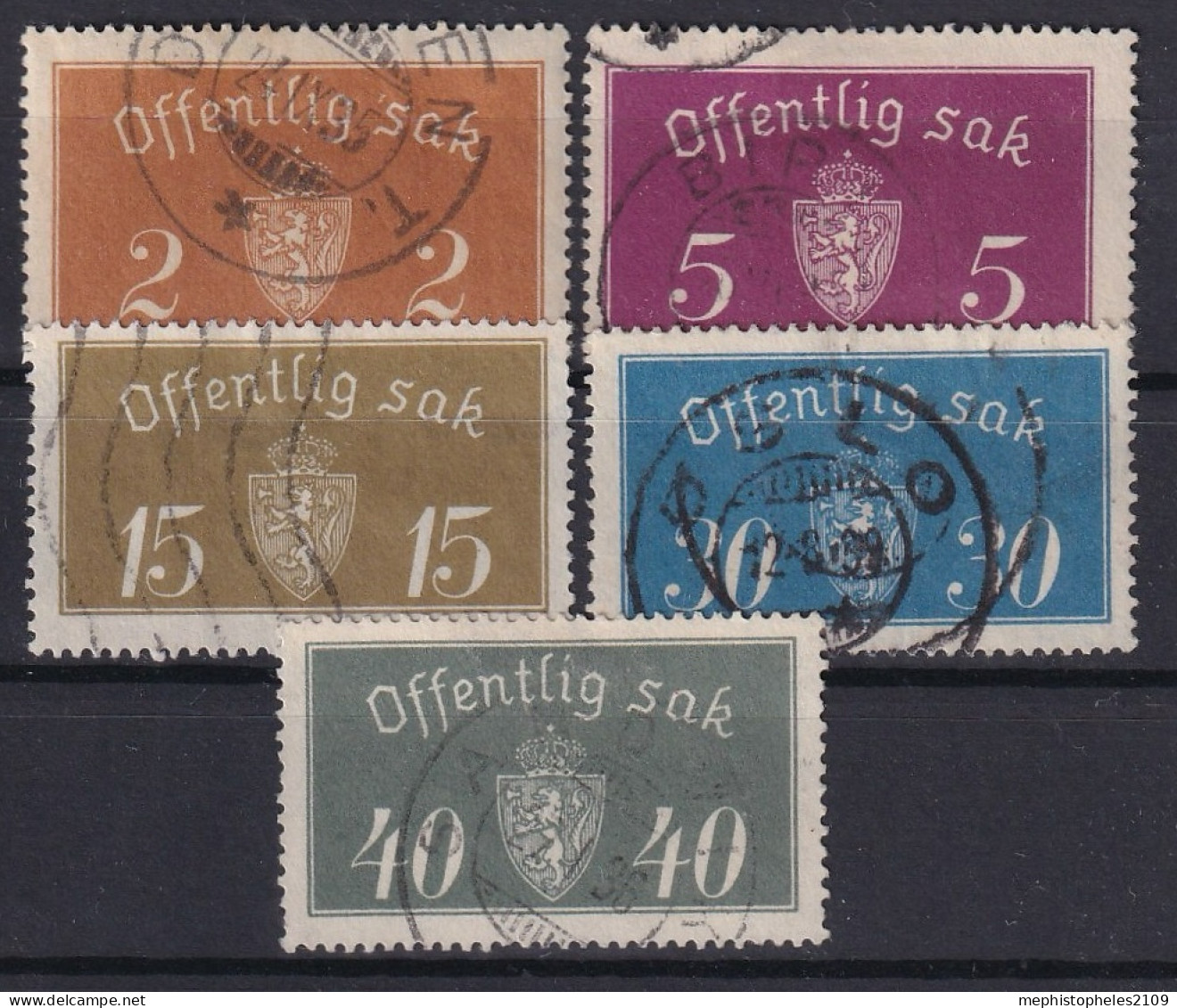 NORWAY 1933/34 - Canceled - Sc# O9, O10, O13, O16, O18 - Officials - Service