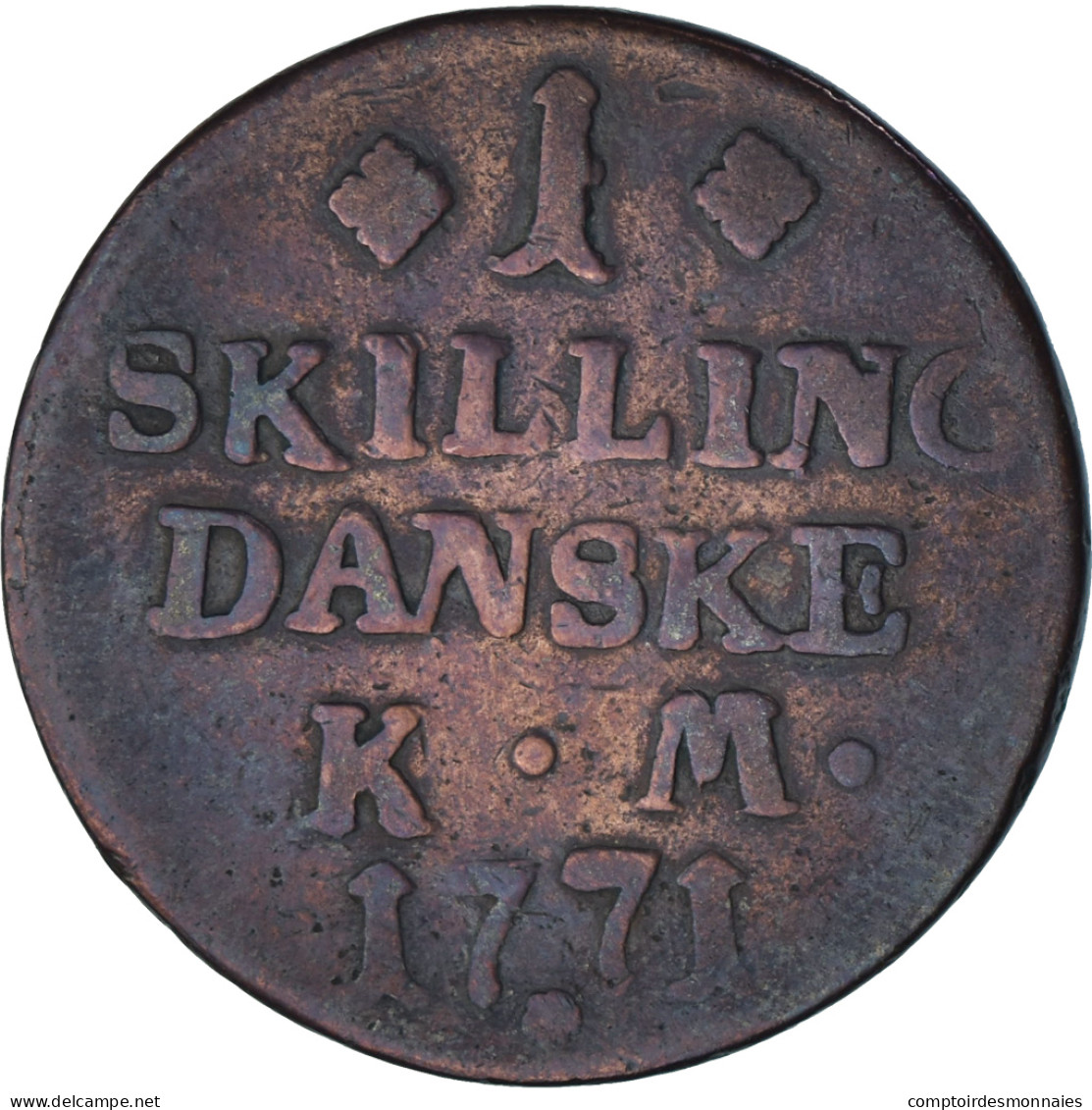 Monnaie, Danemark, Christian VII, Skilling, 1771, TTB+, Cuivre, KM:616.1 - Danemark