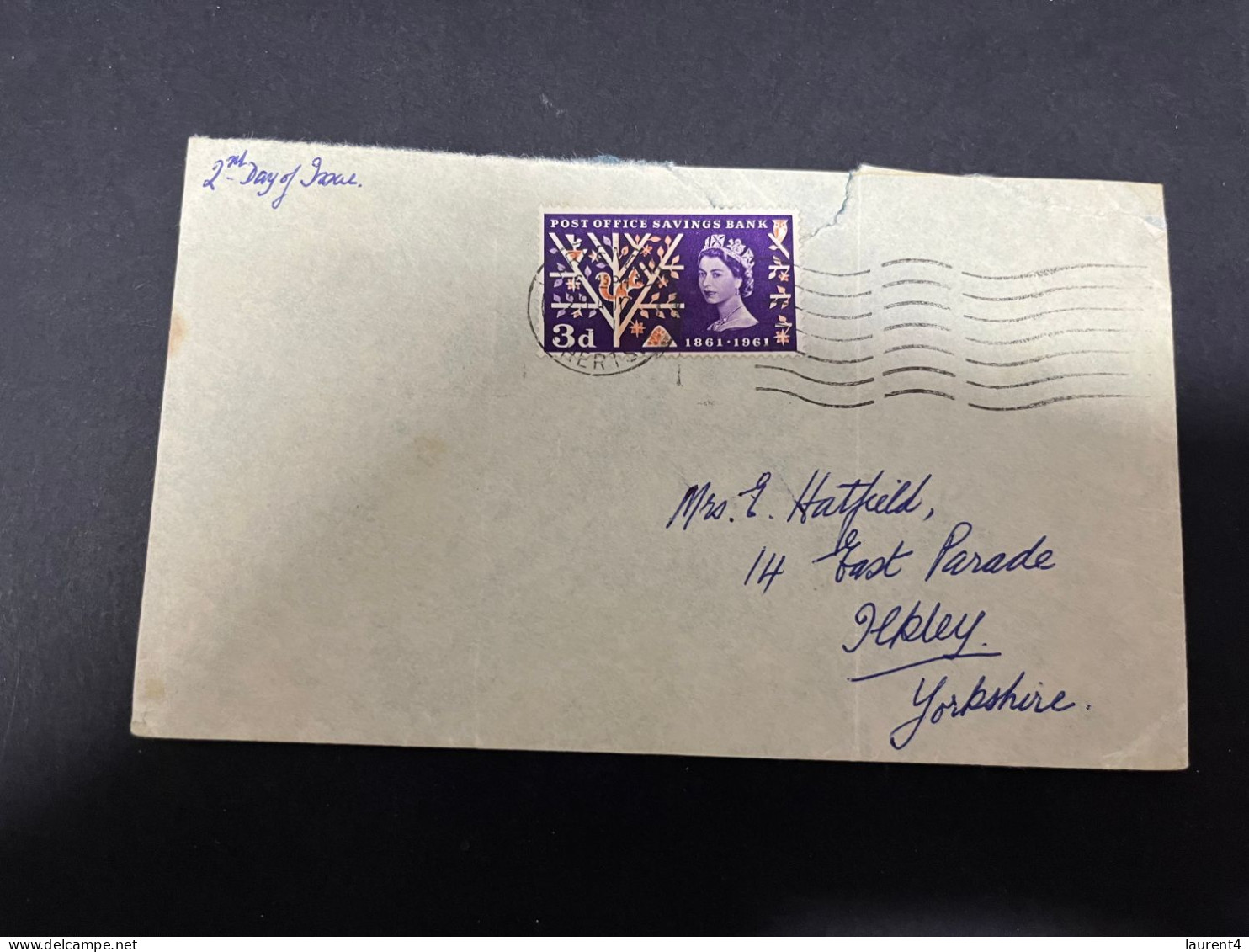1-1-2024 (4 W 3) FDC Letter Posted 1961 - England / Britain - Post Office Saving Bank Centenary - 1952-71 Ediciones Pre-Decimales