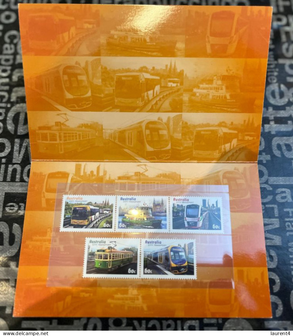 1-1-2024 (4 W 5) Australia Stamp Pack - Capital City Transport (5 Stamps) Ferry - Train - Tramway Etc - Presentation Packs