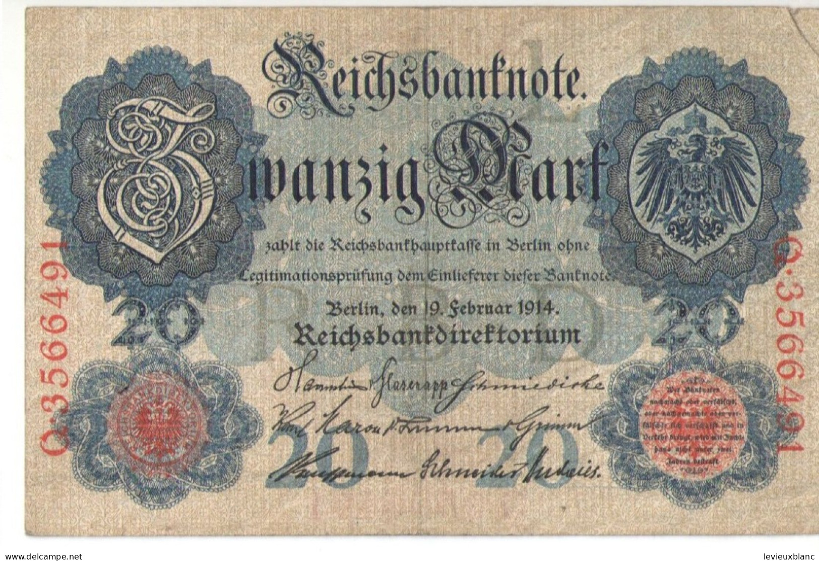 Allemagne/Billet De Banque Ancien/Allemagne/Reichsbanknote/Zwanzig Mark/20 Mark/Berlin/19Februar 1914      BILL258 - 20 Mark