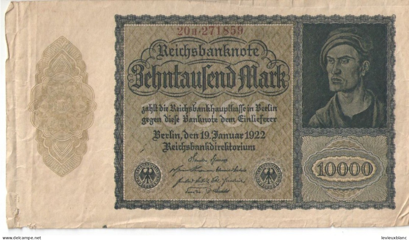 Allemagne/Billet De Banque Ancien/Allemagne/Reichsbanknote/behntaufend Mark/10 000 Mark/Berlin/19 Januar 1922    BILL257 - 10000 Mark